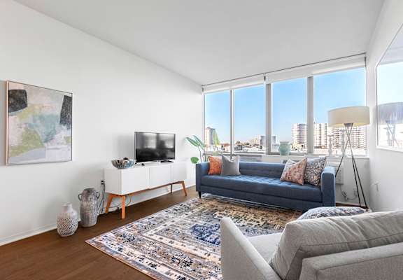 Living Room Interior at Hudson Lights, Fort Lee, NJ, 07024