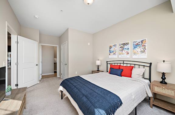 Bedroom with a bed at The Winslow 62+ Apartments, West St Paul, MN