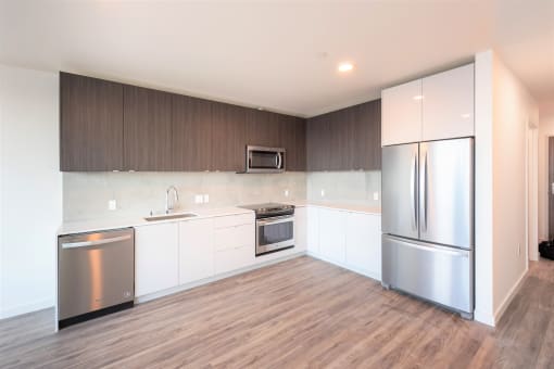 Wood-style Kitchen at 10 Clay Apartments
