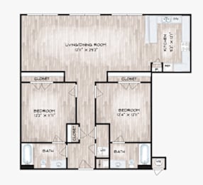  Floor Plan 2 Bed H