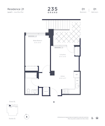  Floor Plan 1 Bedroom - 1 Bathroom