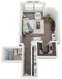 Studio floor plan A at Presidential Towers, Illinois, 60661