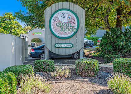 A sign for a Quail Ridge is displayed in front of a car.