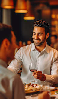 people sitting at a table in a restaurant