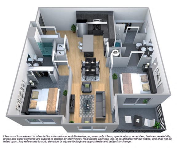Magnolia 2 Bedroom 2 Bath Floorplan Magnolia 2 Bedroom 2 Bath Floorplan at Cycle Apartments, Ft. Collins, CO