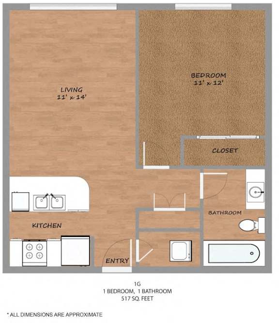 1 bed 1 bath G at Hickory Street Lofts Apartments, Denton, TX