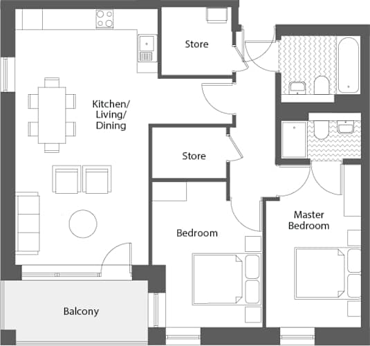 Floor Plan  2 bedroom apartment