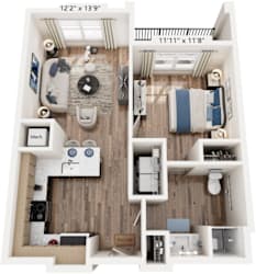 1 Bed floorplan at The River, Chester, VA, 23836