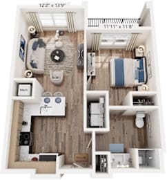 1 Bed floorplan at The River, Chester, VA, 23836