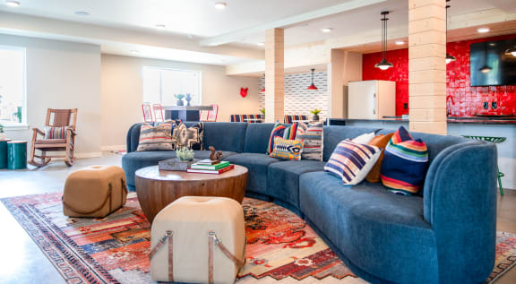 a rendering of the living room in the new building at Scouter's Mountain, Happy Valley, Oregon
