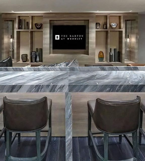 Entertainment Center with Bar Style Seating