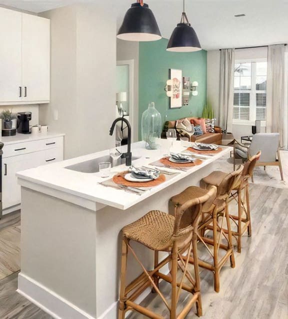 Broadstone Upper Westside Apartments Kitchen Island Kitchen with Breakfast Bar