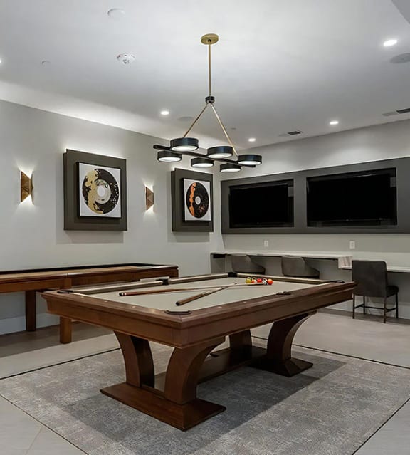 Game Room with Shuffle Board and Pool