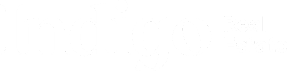 The image features the words "Indigo Real Estate" in white text on a black background.