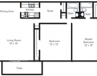 Lodge 2BR 2 bath at The Lodge Apartments, Indianapolis, 46205