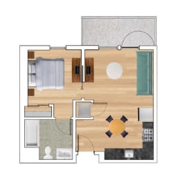 Floor Plan  1 Bedroom A Floor Plan at Block C, California