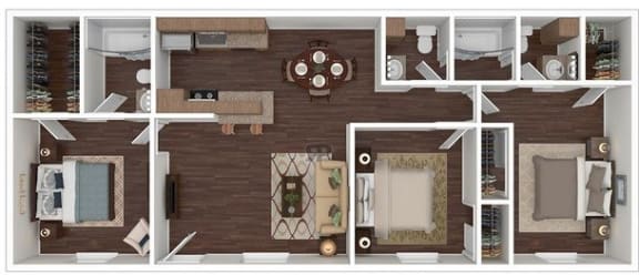 Floor Plan  3 Bed 2 Bath Floor Plan at The Life at Forest View, Clute, TX, 77531