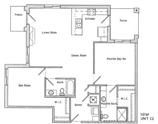 Turner two bedroom two bathroom floor plan at Villas of Omaha at Butler Ridge