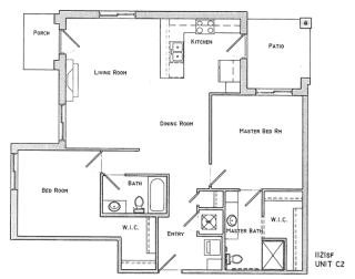 Turner two bedroom two bathroom floor plan at Villas of Omaha at Butler Ridge