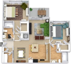 Kingfisher 3D Kingfisher 3D. 2 bedroom apartment. Kitchen with island open to living/dinning rooms. 2 full bathroom. Walk-in closets. Patio/balcony.