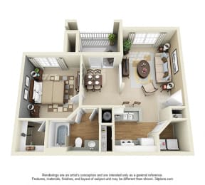 Fairview. 1 bedroom apartment. Kitchen with bartop open to living/dinning rooms. 1 full bathroom. Walk-in closet. Patio/balcony.