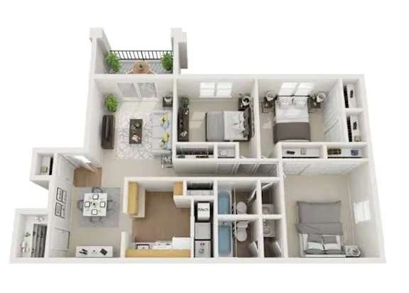 C1 Floor Plan at Mountain Place Apartments, Stone Mountain, 30083