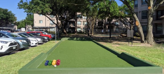 Luxury gated apartment community near the energy corridor with bocce ball court.