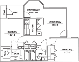 Floor Plan B1 - 2bed/2bath