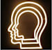 a neon sign of two heads on a black background