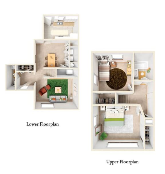 Floor Plan  two bedroom townhome floor plan
