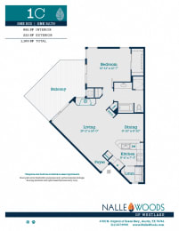 1 bed 1 bath floorplans_1C at Nalle Woods of Westlake, Texas