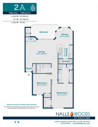 2 bed 2 bath floorplans_2A at Nalle Woods of Westlake, Texas, 78746