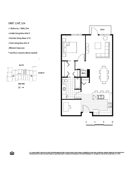 Floor Plan  A floor plan for a unit with a detailed description of the layout.