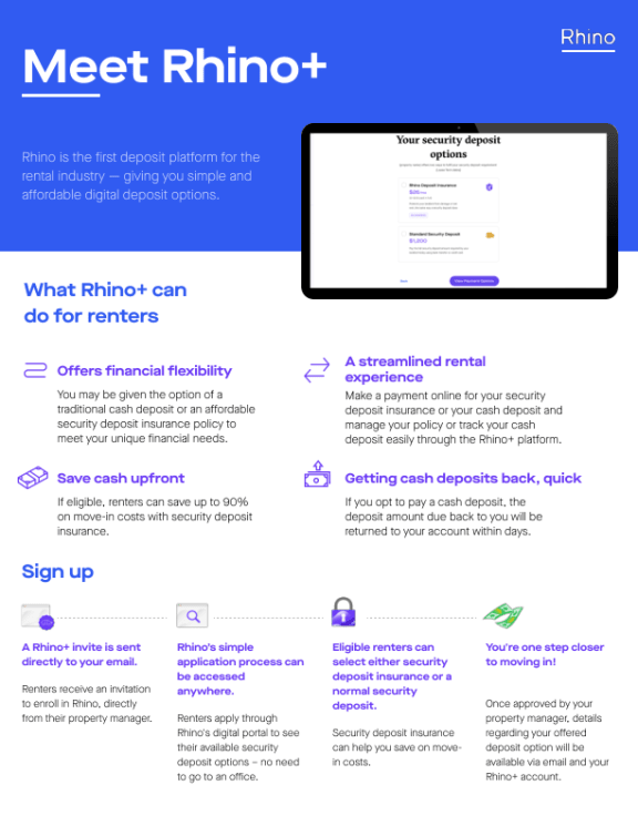 a screenshot of the meet rhino website