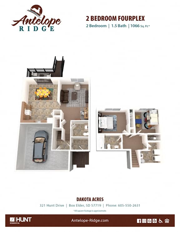 2 bedroom floor plan  at Antelope Ridge, Box Elder