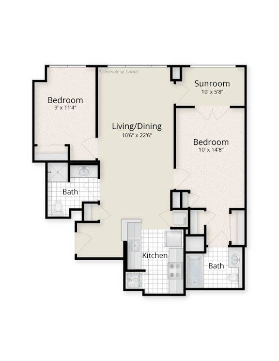 Two Bedroom Two Bath Sunroom apartment located in West End