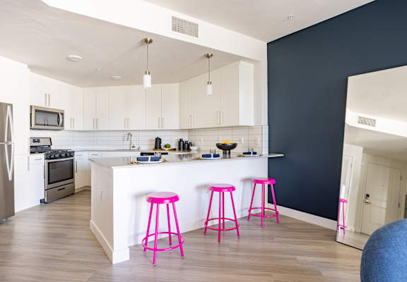 Modern Kitchens with Stainless Steel Appliances and Quartz Counters at The Chandler NoHo New Apartments