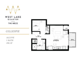 Gillespie Floor Plan at The Mezz at West Lake Quarter, Minneapolis Minnesota