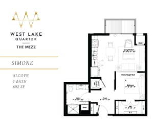 Simone Floor Plan at The Mezz at West Lake Quarter, Minnesota, 55416