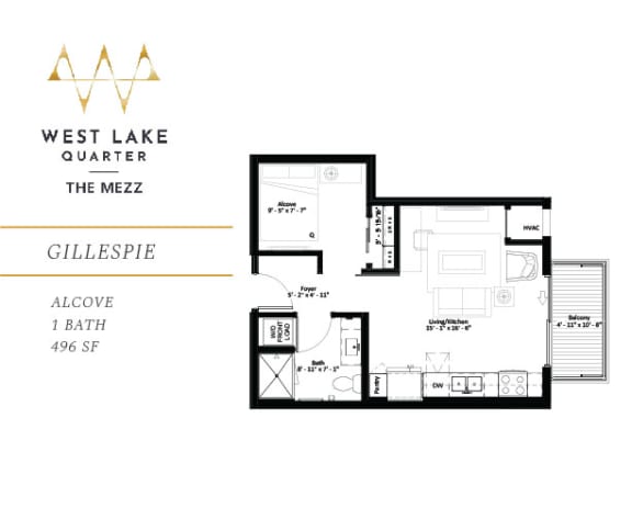 Gillespie Floor Plan at The Mezz at West Lake Quarter, Minneapolis Minnesota