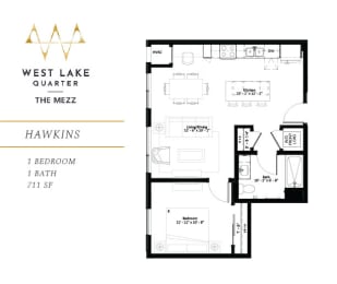 Hawkins Floor Plan at The Mezz at West Lake Quarter, Minneapolis, 55416