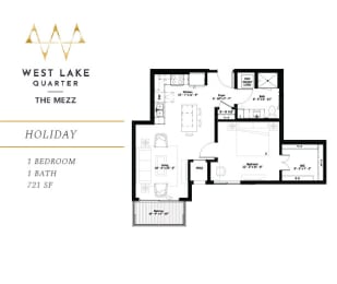 Holiday Floor Plan at The Mezz at West Lake Quarter, Minneapolis Minnesota