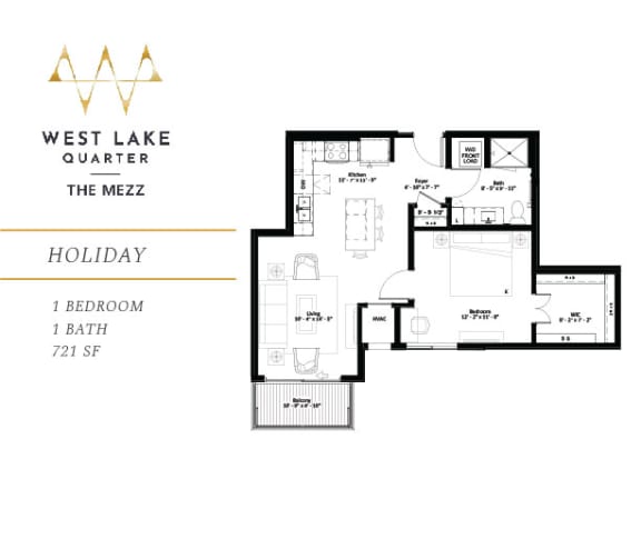 Holiday Floor Plan at The Mezz at West Lake Quarter, Minneapolis Minnesota