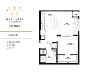 Parker Floor Plan at The Mezz at West Lake Quarter, Minneapolis, MN