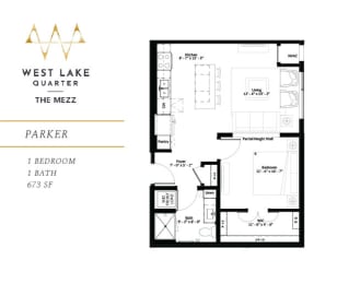 Parker Floor Plan at The Mezz at West Lake Quarter, Minneapolis, MN
