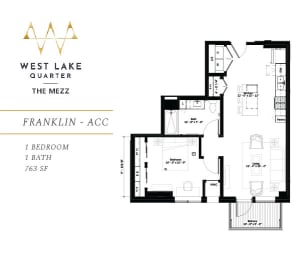 Franklin ACC Floor Plan at The Mezz at West Lake Quarter, Minnesota, 55416