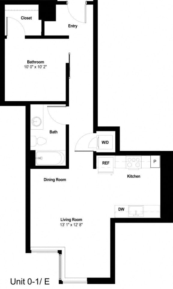 The Danforth Apartments 0-1E Floor Plan