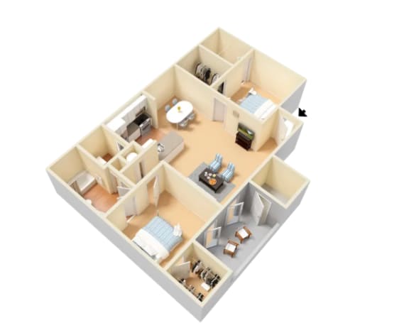Windemere Floor Plan at Clarion Crossing Apartments, PRG Real Estate Management, Raleigh, 27606