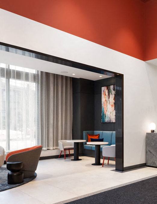 A reception area with a sign that says Litho.