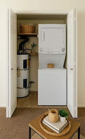 A modern kitchen with white chairs and a wooden floor.